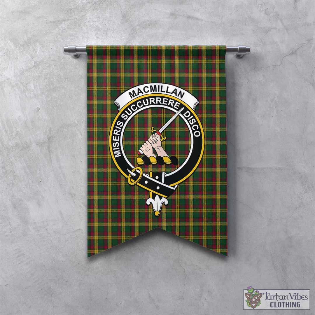 Tartan Vibes Clothing MacMillan Ancient Tartan Gonfalon, Tartan Banner with Family Crest