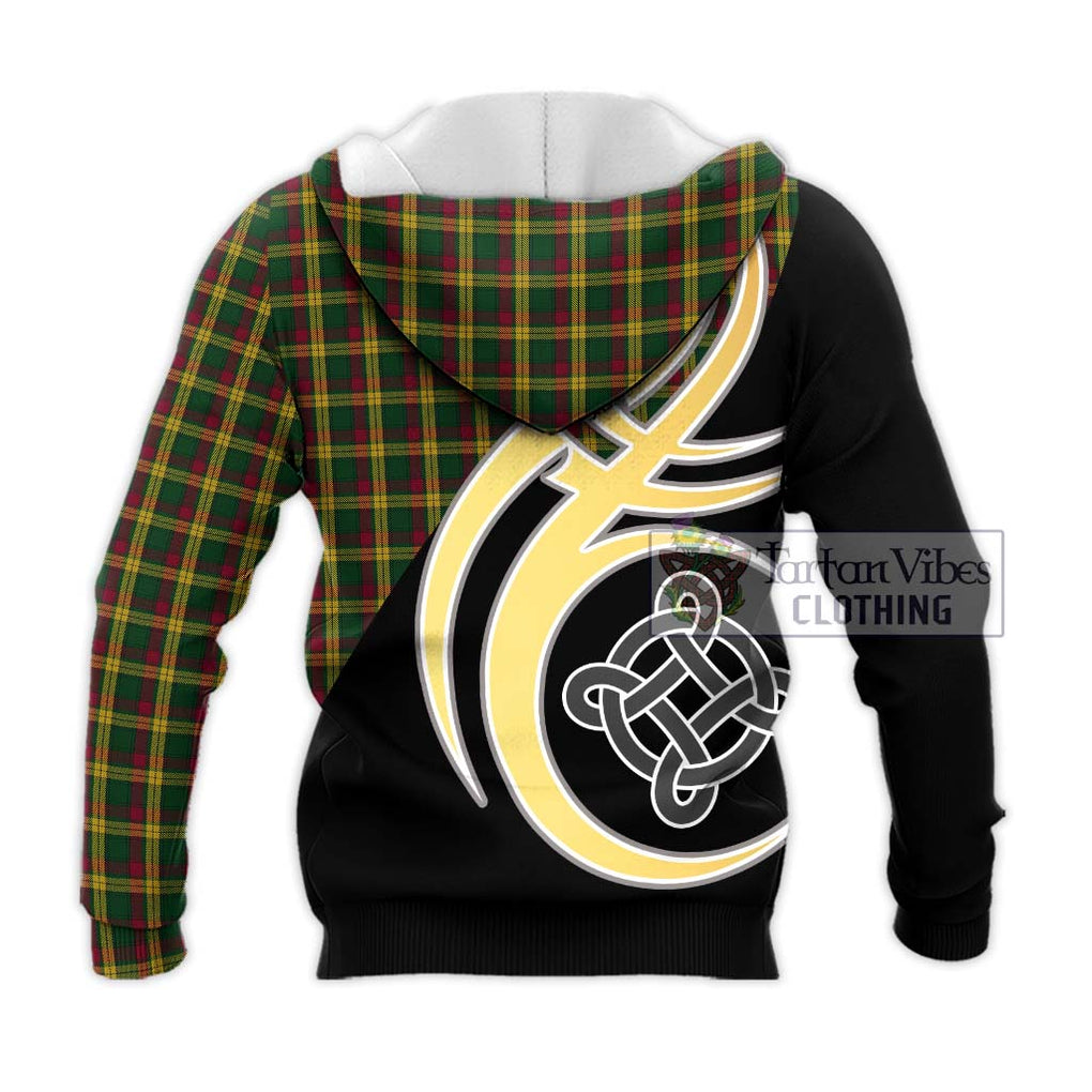 MacMillan (McMillan) Tartan Knitted Hoodie with Family Crest and Celtic Symbol Style - Tartan Vibes Clothing