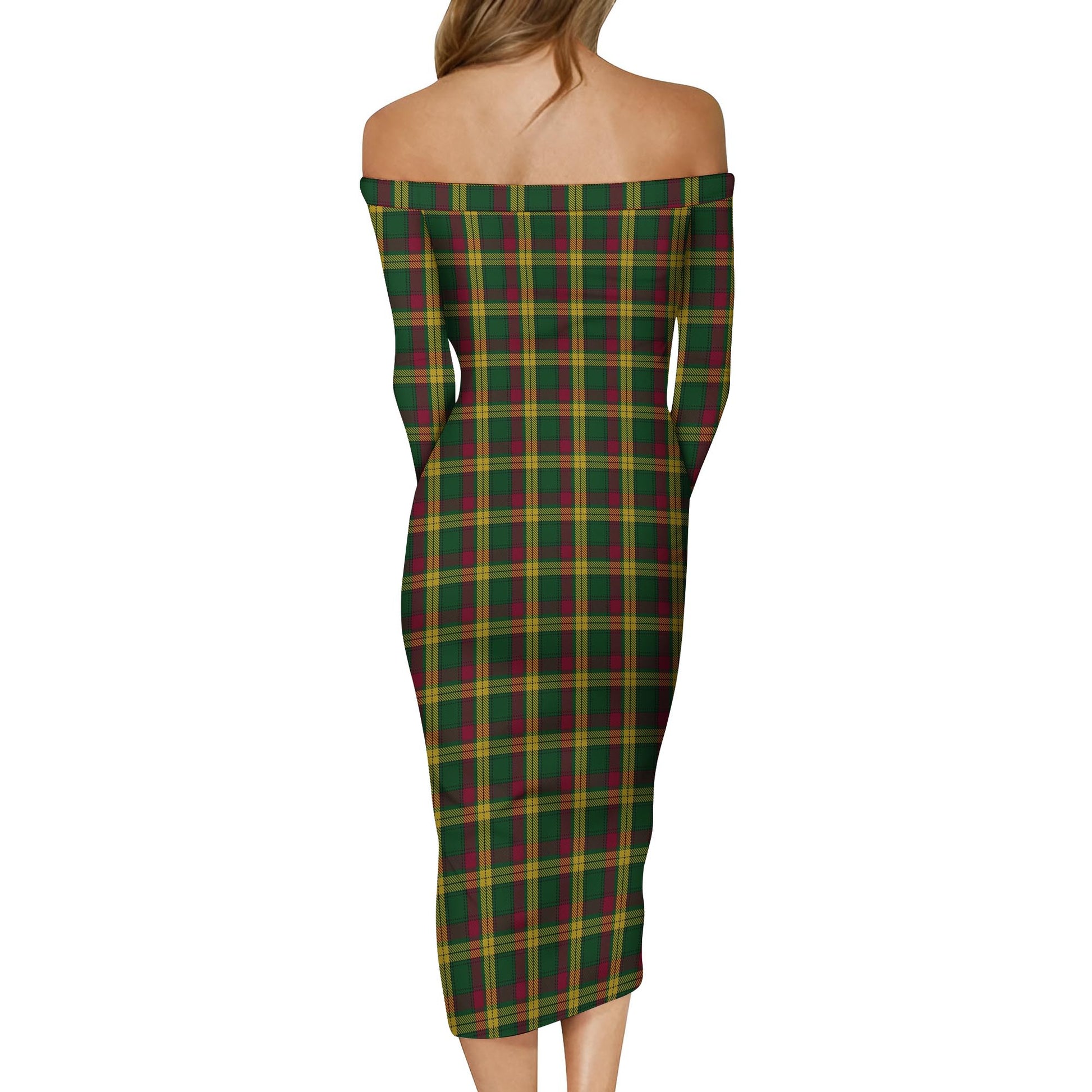 MacMillan Ancient Tartan Off Shoulder Lady Dress - Tartanvibesclothing