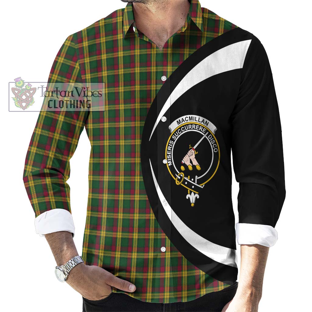 MacMillan (McMillan) Tartan Long Sleeve Button Up with Family Crest Circle Style - Tartan Vibes Clothing