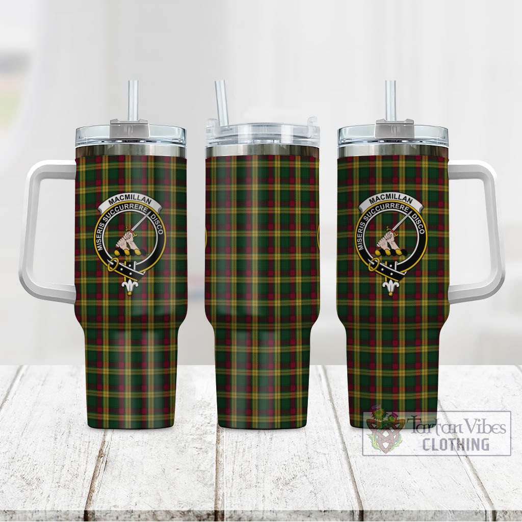 Tartan Vibes Clothing MacMillan Ancient Tartan and Family Crest Tumbler with Handle