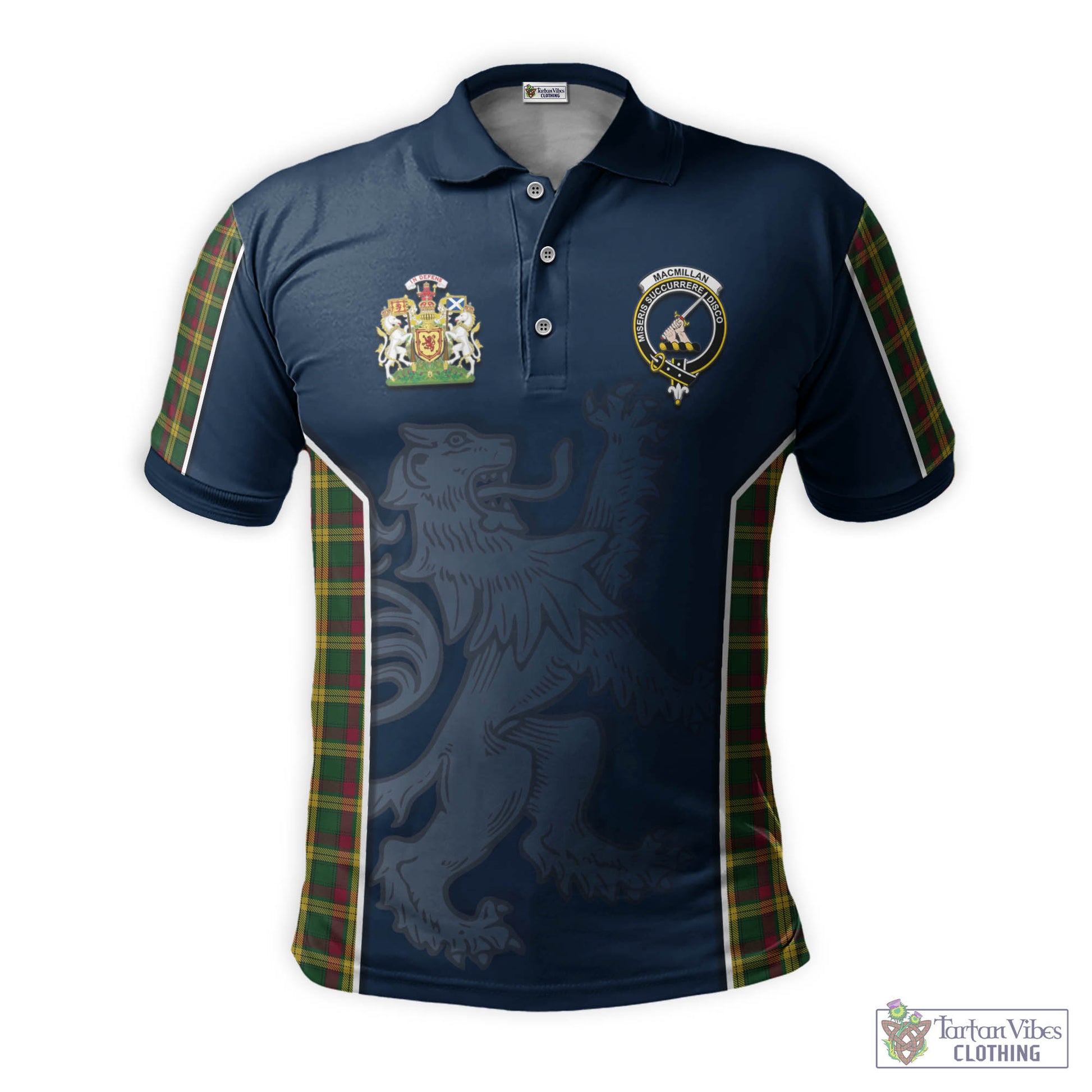 Tartan Vibes Clothing MacMillan Ancient Tartan Men's Polo Shirt with Family Crest and Lion Rampant Vibes Sport Style