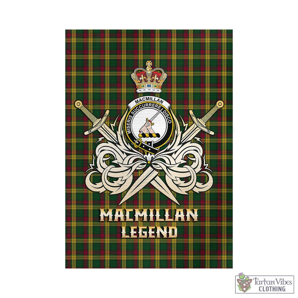 Tartan Vibes Clothing MacMillan Ancient Tartan Flag with Clan Crest and the Golden Sword of Courageous Legacy