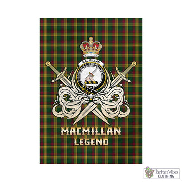 Tartan Vibes Clothing MacMillan Ancient Tartan Flag with Clan Crest and the Golden Sword of Courageous Legacy