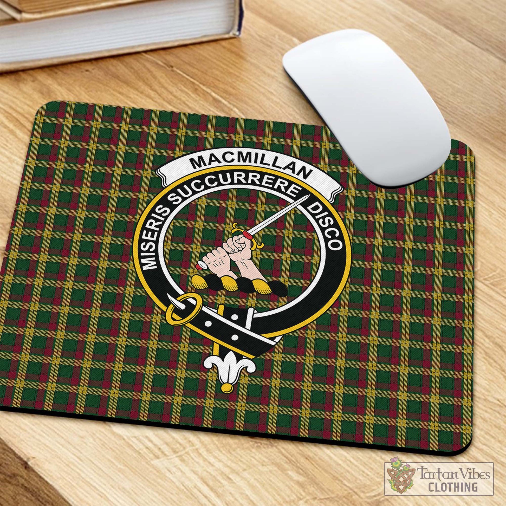 Tartan Vibes Clothing MacMillan Ancient Tartan Mouse Pad with Family Crest