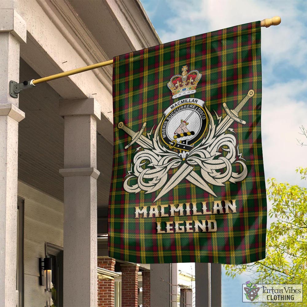 Tartan Vibes Clothing MacMillan Ancient Tartan Flag with Clan Crest and the Golden Sword of Courageous Legacy