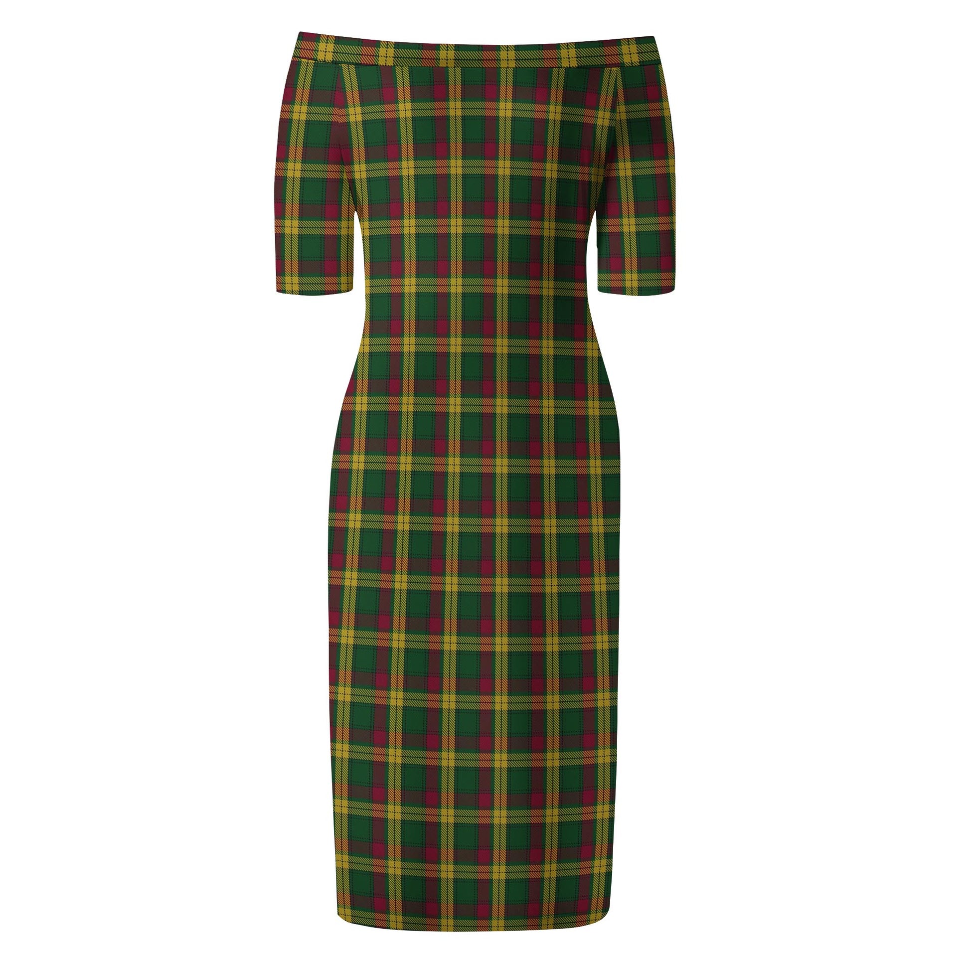 MacMillan Ancient Tartan Off Shoulder Lady Dress - Tartanvibesclothing