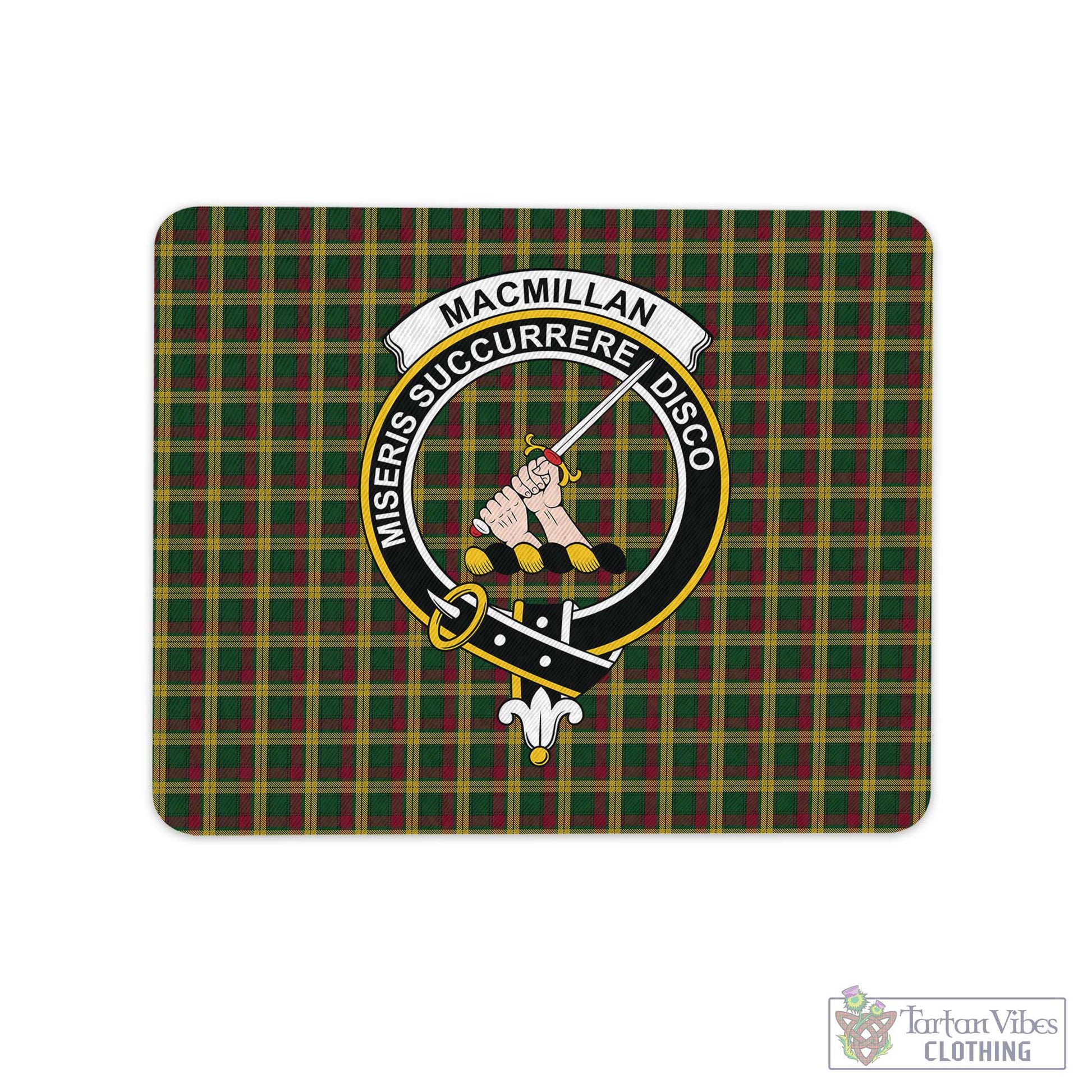 Tartan Vibes Clothing MacMillan Ancient Tartan Mouse Pad with Family Crest