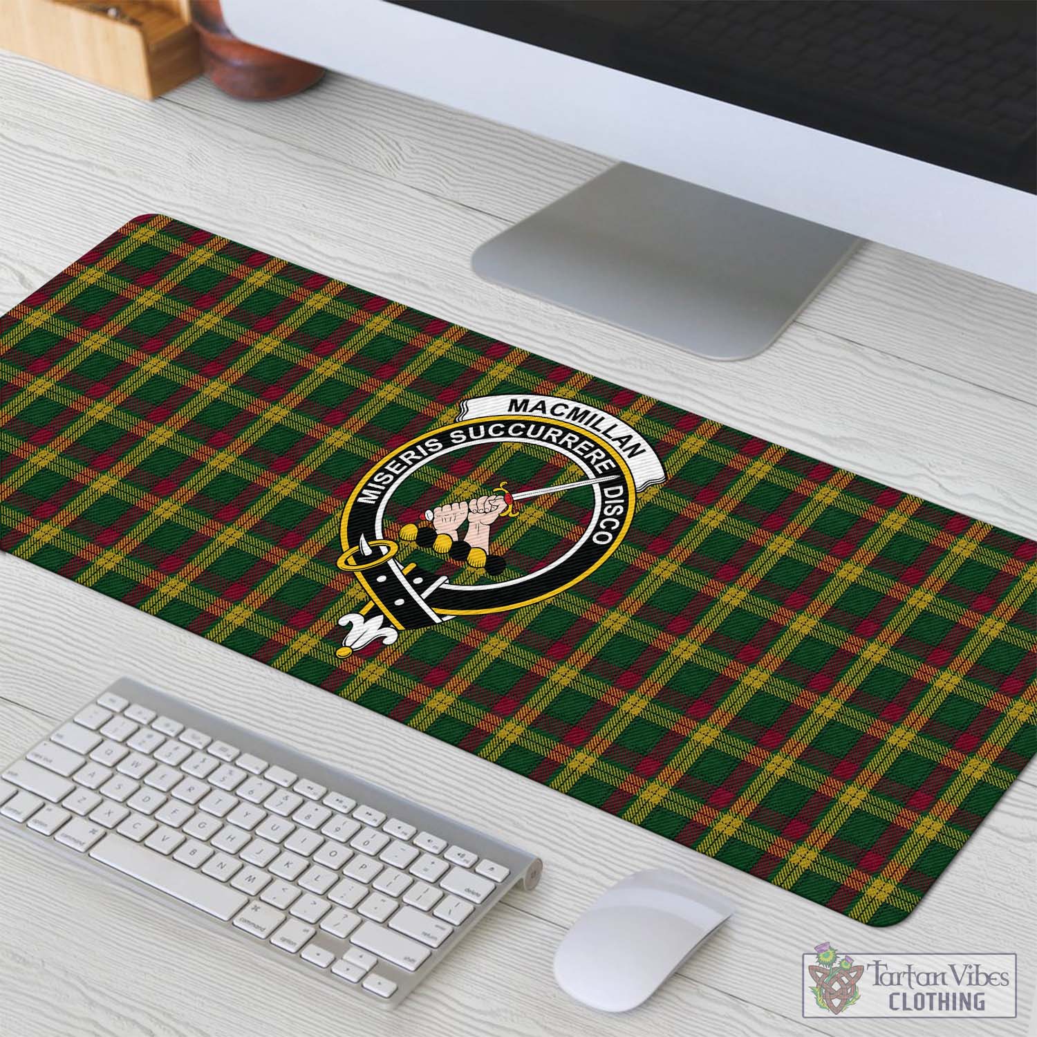 Tartan Vibes Clothing MacMillan Ancient Tartan Mouse Pad with Family Crest