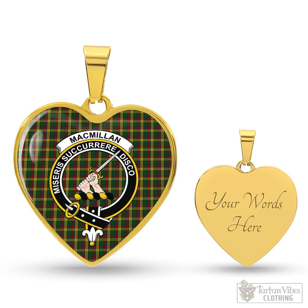 Tartan Vibes Clothing MacMillan Ancient Tartan Heart Necklace with Family Crest