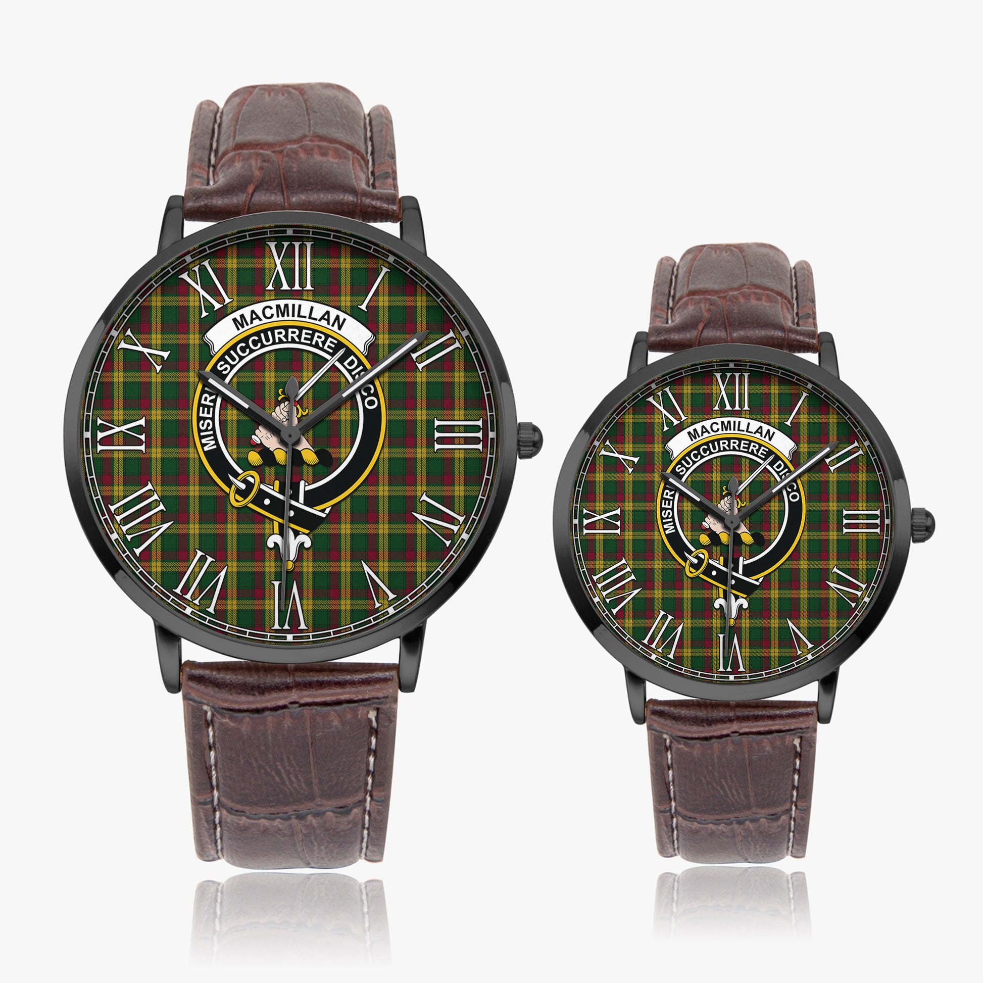 MacMillan Ancient Tartan Family Crest Leather Strap Quartz Watch - Tartanvibesclothing