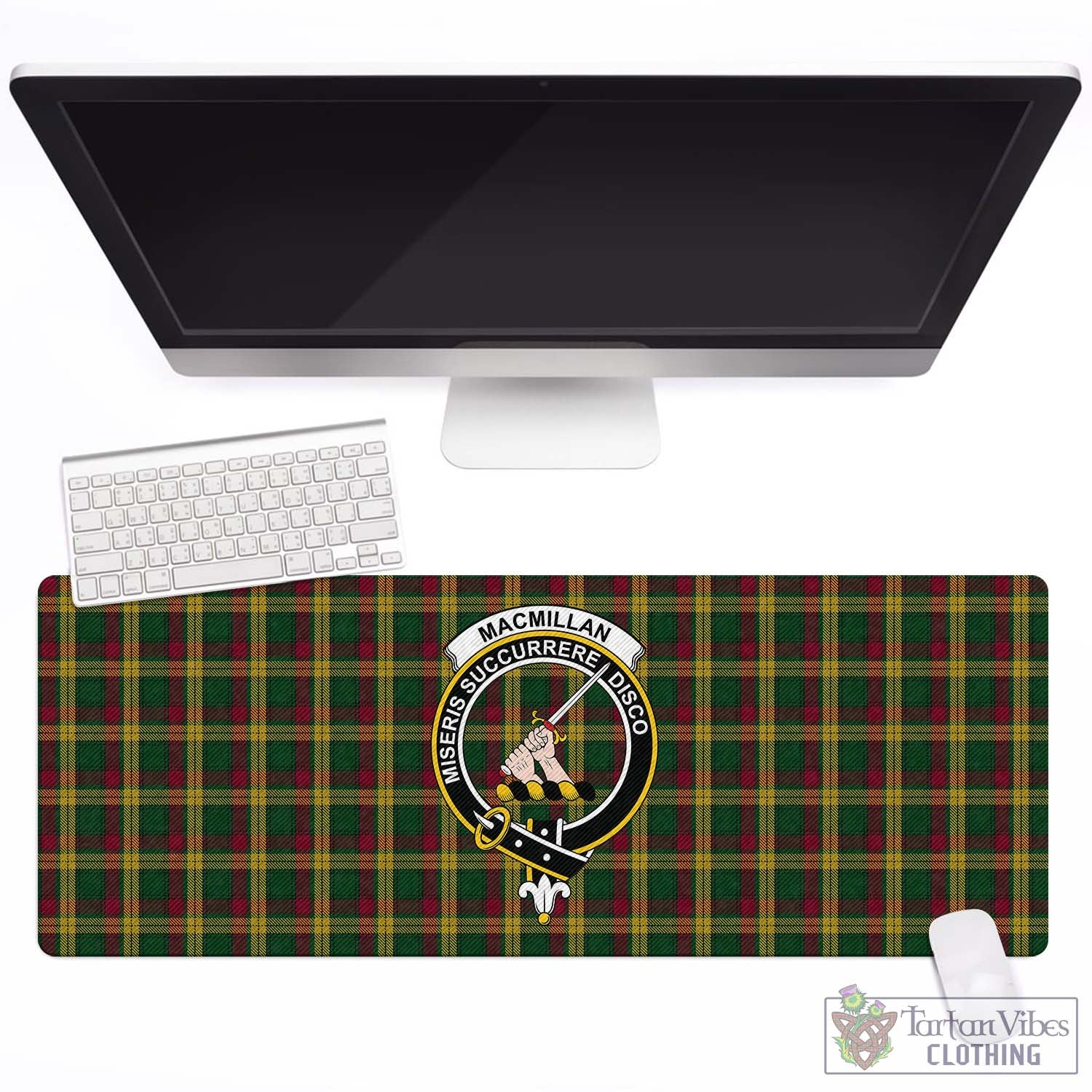 Tartan Vibes Clothing MacMillan Ancient Tartan Mouse Pad with Family Crest