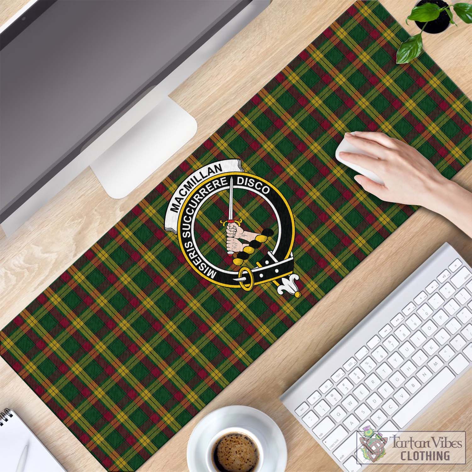 Tartan Vibes Clothing MacMillan Ancient Tartan Mouse Pad with Family Crest