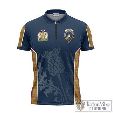 MacMillan Dress Tartan Zipper Polo Shirt with Family Crest and Scottish Thistle Vibes Sport Style