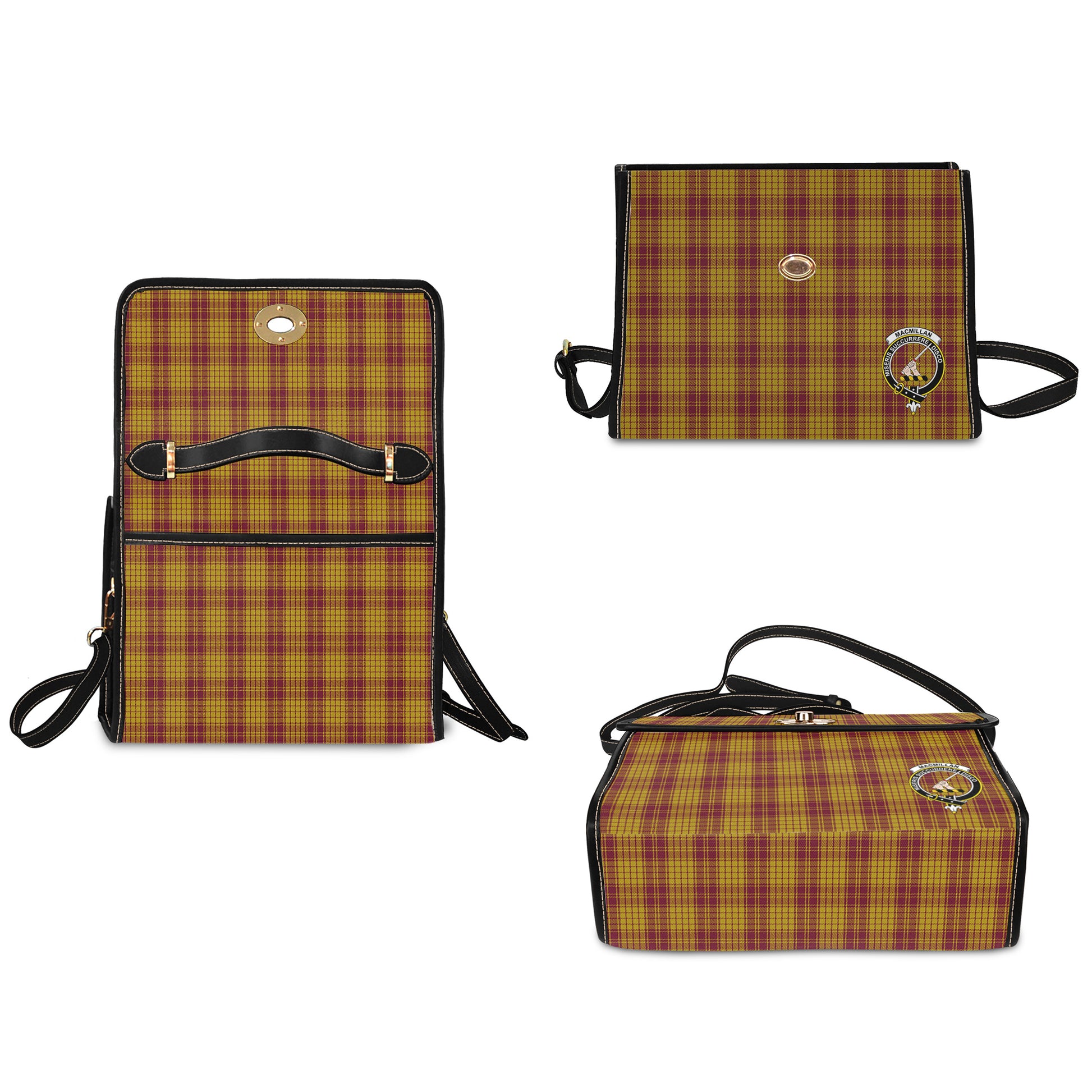 macmillan-dress-tartan-leather-strap-waterproof-canvas-bag-with-family-crest