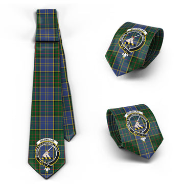MacMillan Hunting Tartan Classic Necktie with Family Crest