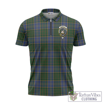 MacMillan Hunting Tartan Zipper Polo Shirt with Family Crest