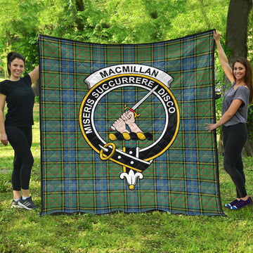 MacMillan Hunting Ancient Tartan Quilt with Family Crest