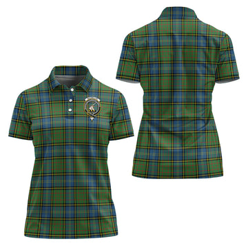 MacMillan Hunting Ancient Tartan Polo Shirt with Family Crest For Women
