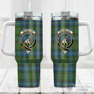 MacMillan Hunting Ancient Tartan and Family Crest Tumbler with Handle