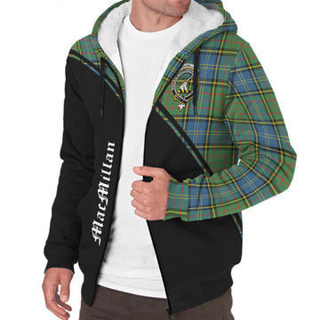 MacMillan Hunting Ancient Tartan Sherpa Hoodie with Family Crest Curve Style