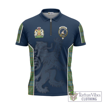 MacMillan Hunting Ancient Tartan Zipper Polo Shirt with Family Crest and Lion Rampant Vibes Sport Style