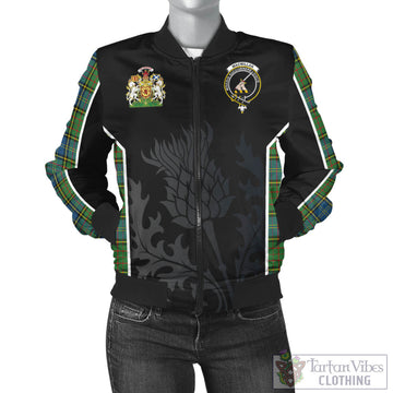 MacMillan Hunting Ancient Tartan Bomber Jacket with Family Crest and Scottish Thistle Vibes Sport Style
