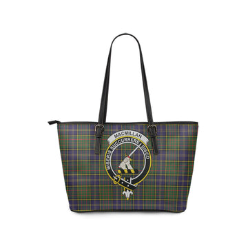 MacMillan Hunting Modern Tartan Leather Tote Bag with Family Crest