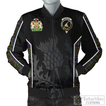 MacMillan Hunting Modern Tartan Bomber Jacket with Family Crest and Scottish Thistle Vibes Sport Style