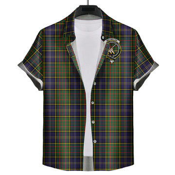 MacMillan Hunting Modern Tartan Short Sleeve Button Down Shirt with Family Crest