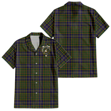 MacMillan Hunting Modern Tartan Short Sleeve Button Down Shirt with Family Crest