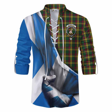 Tartan Vibes Clothing MacMillan (McMillan) Tartan Ghillie Kilt Shirt with Family Crest Scotland Patriotic Style