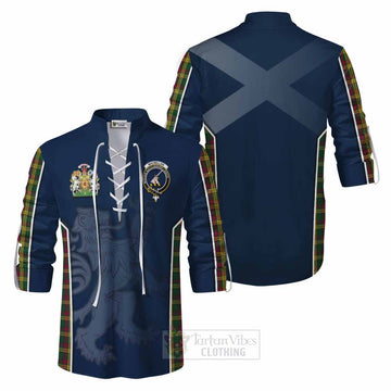 Tartan Vibes Clothing MacMillan (McMillan) Tartan Ghillie Kilt Shirt with Family Crest and Lion Rampant Vibes Sport Style