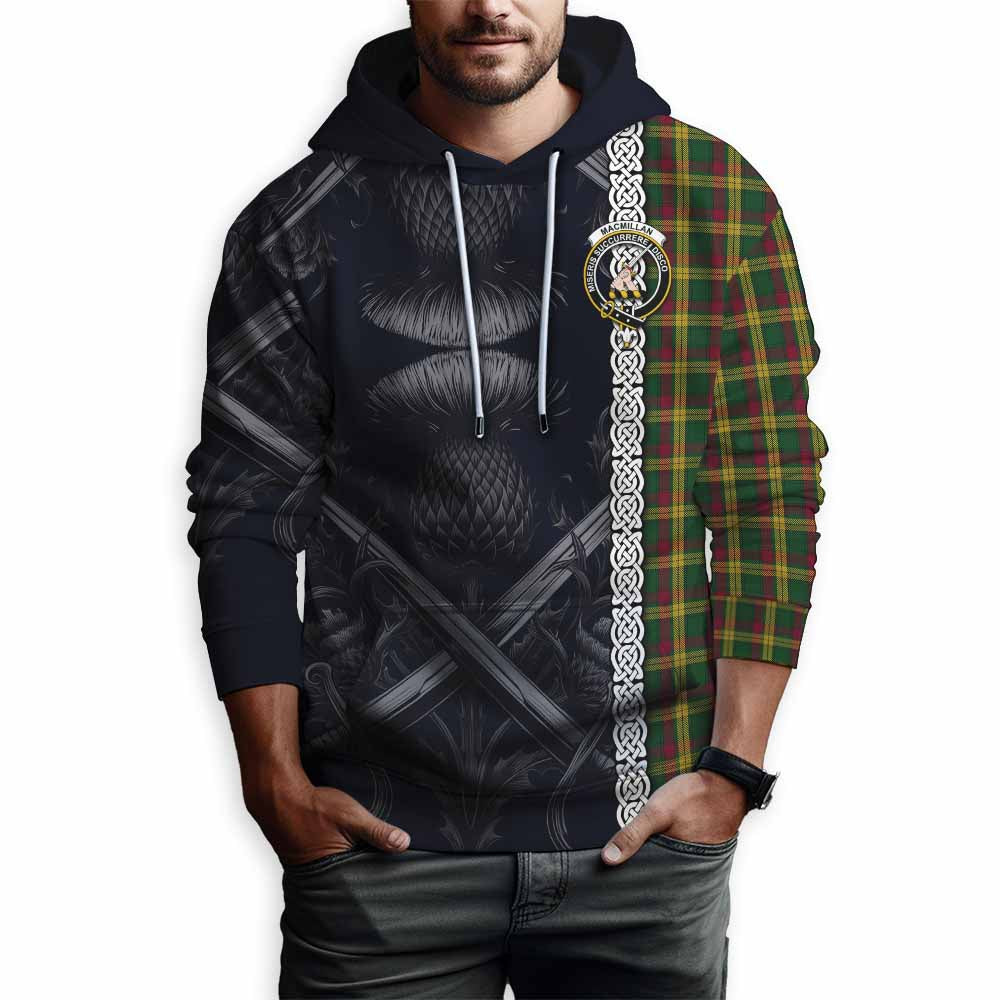 Tartan Vibes Clothing MacMillan (McMillan) Tartan Hoodie with Family Crest Cross Sword Thistle Celtic Vibes