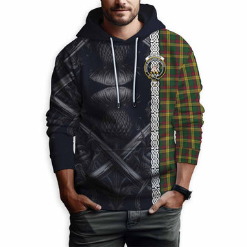 Tartan Vibes Clothing MacMillan (McMillan) Tartan Hoodie with Family Crest Cross Sword Thistle Celtic Vibes