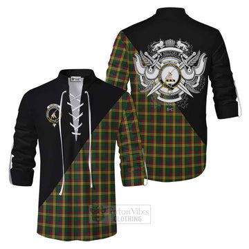 Tartan Vibes Clothing MacMillan (McMillan) Tartan Ghillie Kilt Shirt with Family Crest and Military Logo Style
