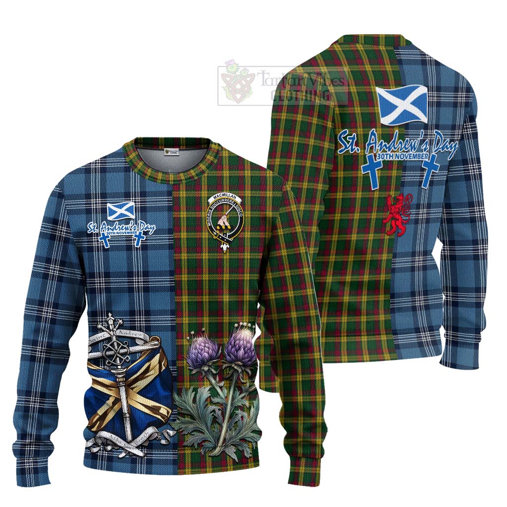Tartan Vibes Clothing MacMillan (McMillan) Tartan Knitted Sweater Happy St. Andrew's Day Half Tartan Style