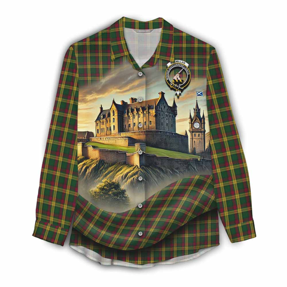 Tartan Vibes Clothing MacMillan (McMillan) Tartan Family Crest Women's Casual Shirt with Scottish Ancient Castle Style