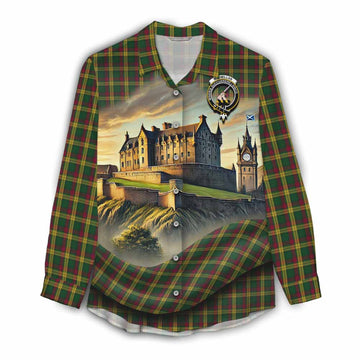 Tartan Vibes Clothing MacMillan (McMillan) Tartan Family Crest Women's Casual Shirt with Scottish Ancient Castle Style