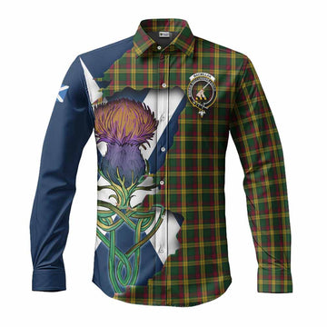 MacMillan (McMillan) Tartan Family Crest Long Sleeve Button Shirt Scottish Thistle Celtic Inspired