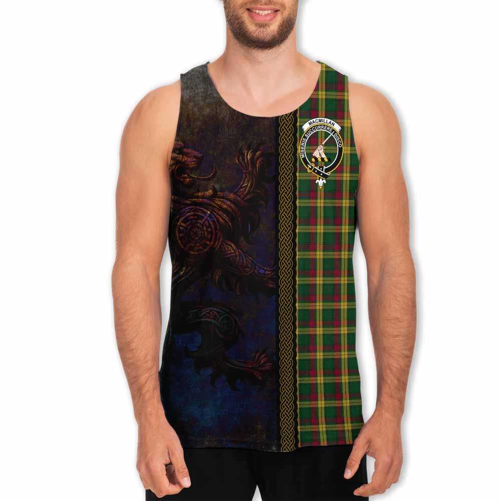 Tartan Vibes Clothing MacMillan (McMillan) Tartan Family Crest Men's Tank Top Alba Gu Brath Be Brave Lion Ancient Style