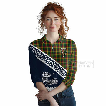Tartan Vibes Clothing MacMillan (McMillan) Tartan Women's Casual Shirt Featuring Thistle and Scotland Map