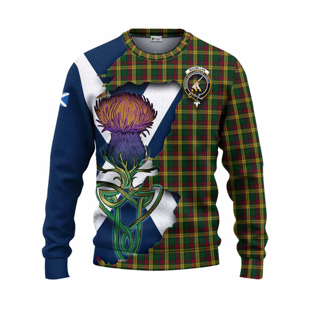 Tartan Vibes Clothing MacMillan (McMillan) Tartan Family Crest Knitted Sweater Scottish Thistle Celtic Inspired