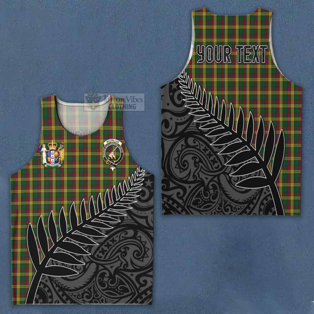 Tartan Vibes Clothing MacMillan (McMillan) Crest Tartan Men's Tank Top with New Zealand Silver Fern Half Style