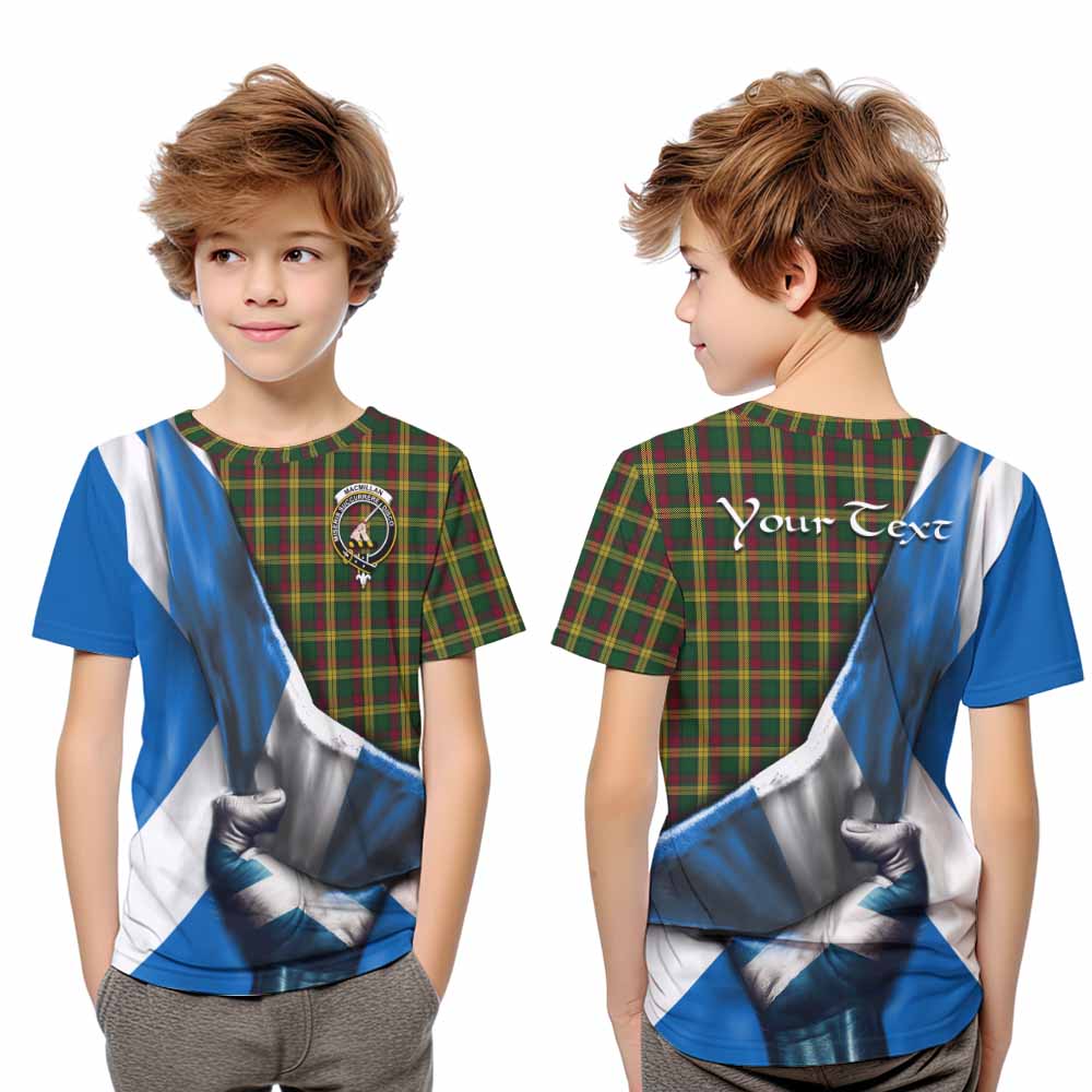 Tartan Vibes Clothing MacMillan (McMillan) Tartan Kid T-Shirt with Family Crest Scotland Patriotic Style
