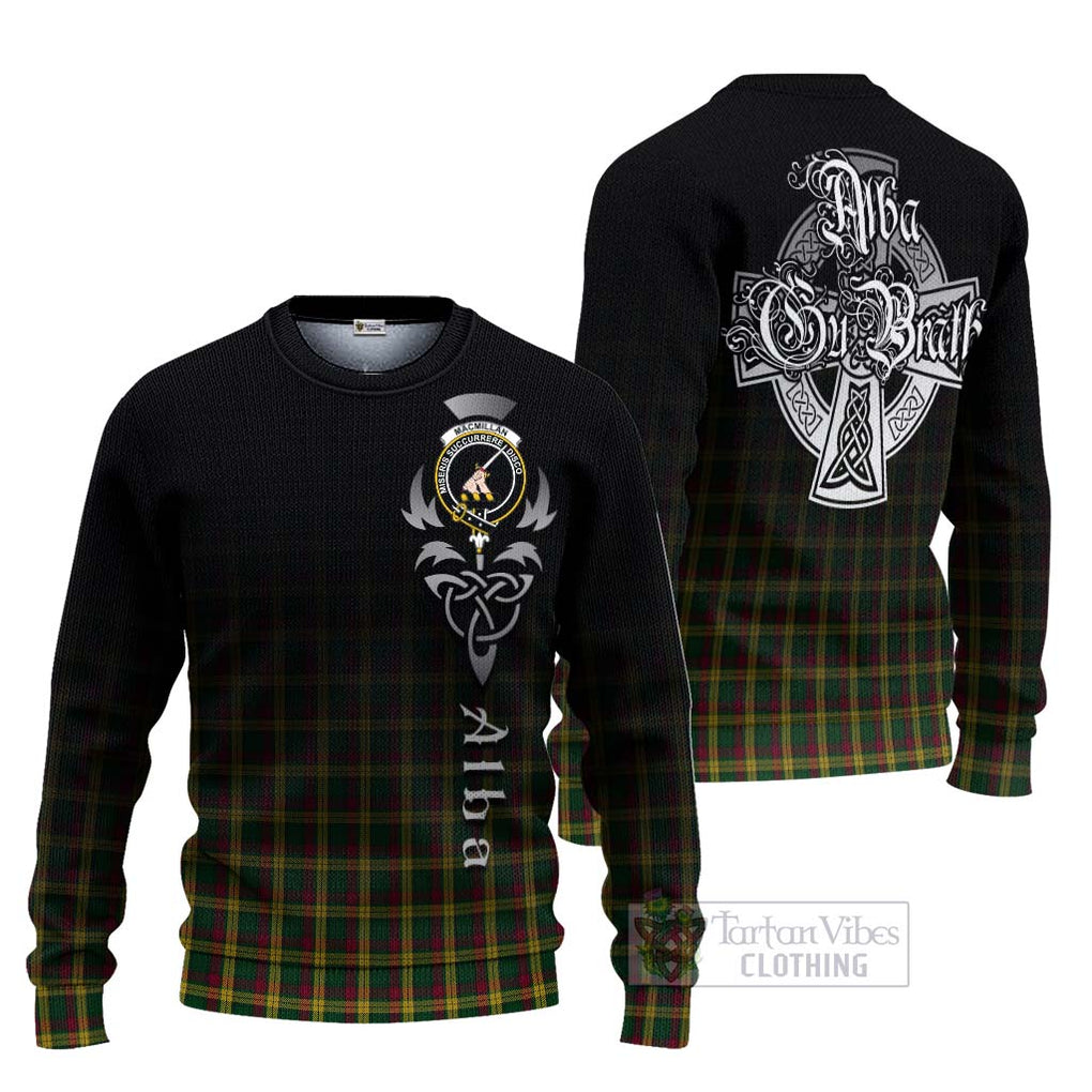 Tartan Vibes Clothing MacMillan (McMillan) Tartan Knitted Sweater Featuring Alba Gu Brath Family Crest Celtic Inspired