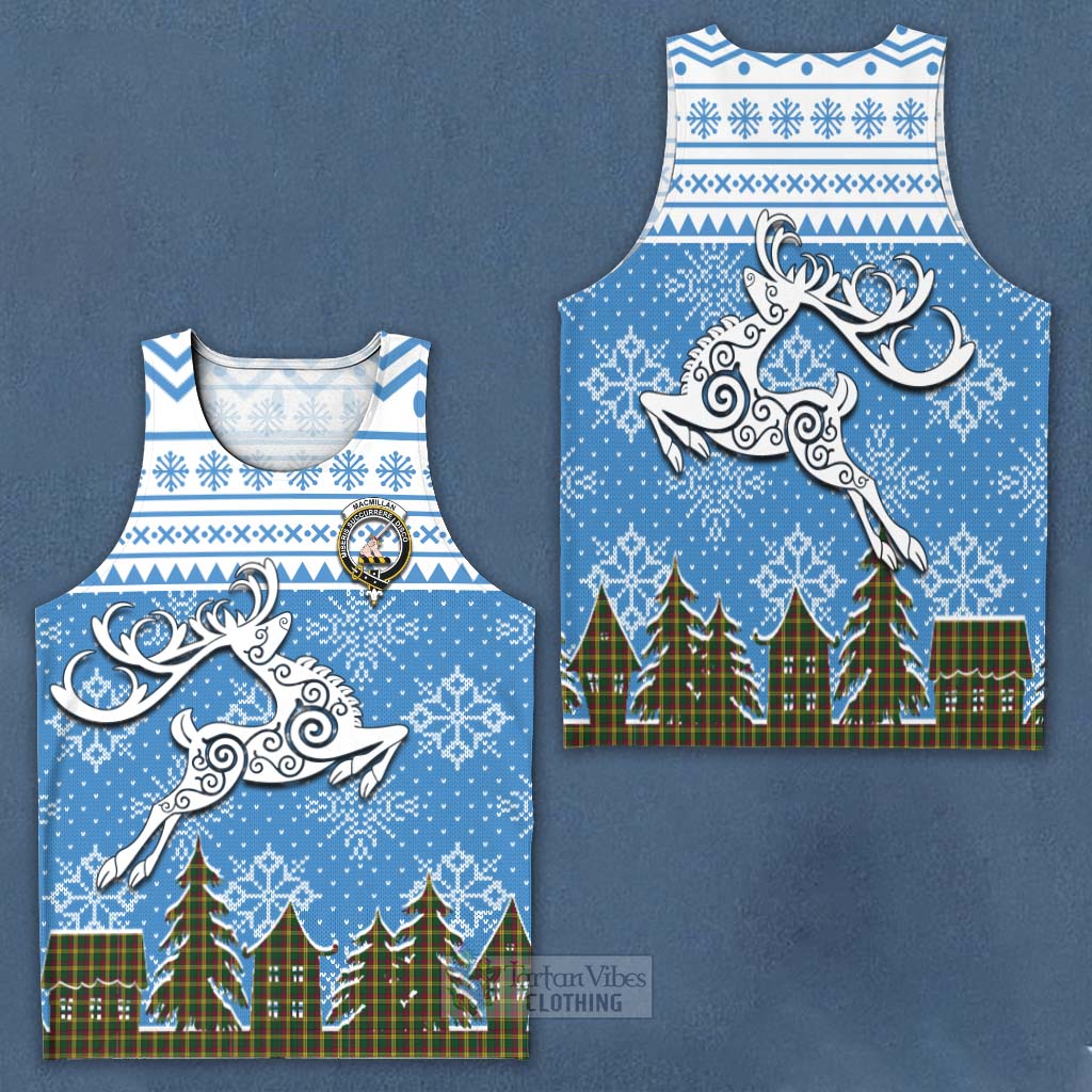 Tartan Vibes Clothing MacMillan (McMillan) Clan Christmas Men's Tank Top Celtic Reindeer Style