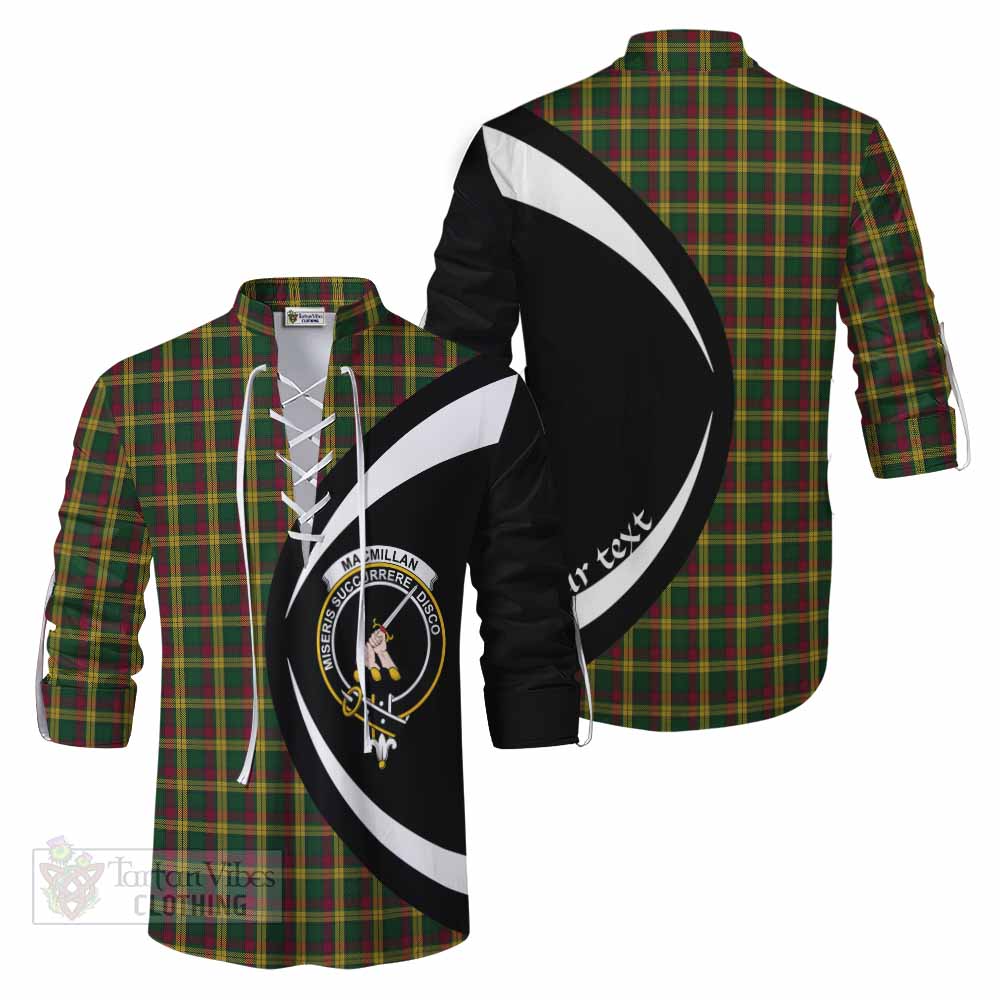 Tartan Vibes Clothing MacMillan (McMillan) Tartan Ghillie Kilt Shirt with Family Crest Circle Style