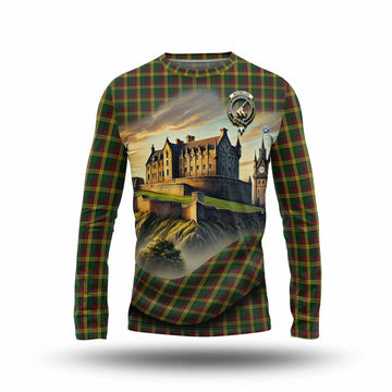Tartan Vibes Clothing MacMillan (McMillan) Tartan Family Crest Long Sleeve T-Shirt with Scottish Ancient Castle Style