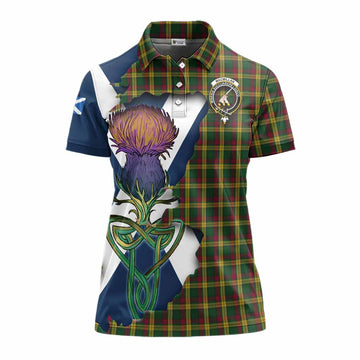MacMillan (McMillan) Tartan Family Crest Women's Polo Shirt Scottish Thistle Celtic Inspired